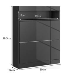 ERGOVEXA High Gloss Shoe Cabinet with 2 Flip Doors - Black - thumbnail 2