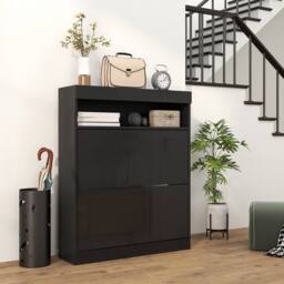 ERGOVEXA High Gloss Shoe Cabinet with 2 Flip Doors - Black - thumbnail 4