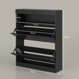 ERGOVEXA High Gloss Shoe Cabinet with 2 Flip Doors - Black - thumbnail 5
