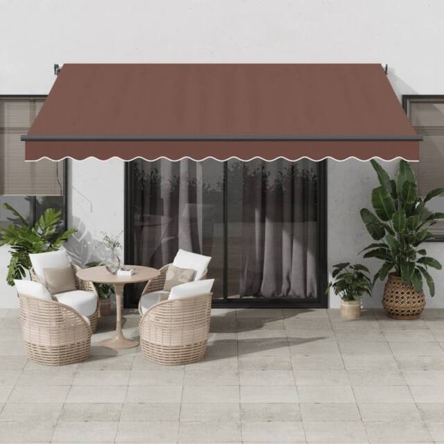 Berkfield Home Manual Retractable Awning Brown 400x300 cm - image 1