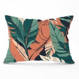 Warren Reed - Designer Autumn Tropical Leaves Cushions in Green - Size: 45 cm x 45 cm - thumbnail 1