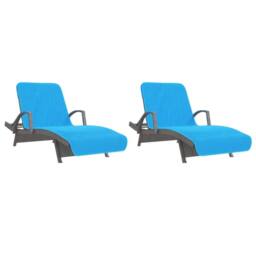 Berkfield Home Beach Towels 2 pcs Turquoise 75x200 cm Fabric 400 GSM in Black - thumbnail 4
