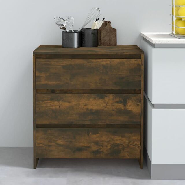 Berkfield Home Sideboard Smoked Oak 70x41x75 cm Engineered Wood in Brown - Size: 70 x 41 x 75 cm - image 1