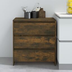 Berkfield Home Sideboard Smoked Oak 70x41x75 cm Engineered Wood in Brown - Size: 70 x 41 x 75 cm - thumbnail 1