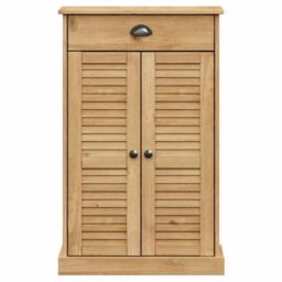 Berkfield Home Shoe Cabinet VIGO 60x35x96 cm Solid Wood Pine in Brown - Size: 60 x 35 x 96 cm - thumbnail 4
