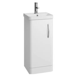 Balterley Handsacre Contemporary 1 Door Vanity Basin Unit, Gloss White, 400mm in White - thumbnail 1
