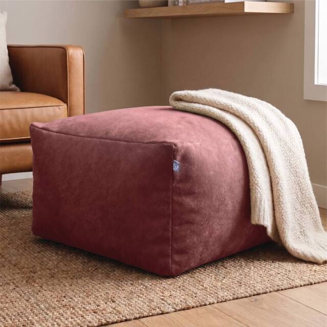 rucomfy Beanbags rucomfy Indoor Large Ottoman Pouffe - Plush Velora Bean Bag Footstool in Dusty Pink - image 1