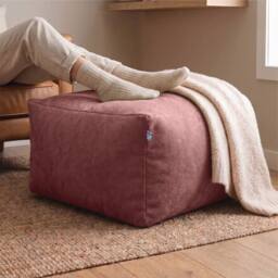 rucomfy Beanbags rucomfy Indoor Large Ottoman Pouffe - Plush Velora Bean Bag Footstool in Dusty Pink - thumbnail 2