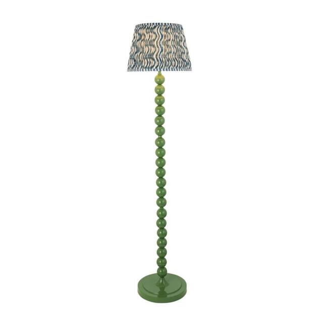 Netlighting Higgledy Gloss Green Floor Lamp Blue Fabric Ripple Shade 35cm E27 - image 1