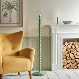 Netlighting Higgledy Gloss Green Floor Lamp Blue Fabric Ripple Shade 35cm E27 - thumbnail 5