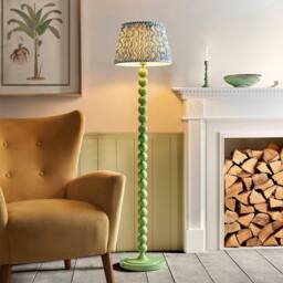 Netlighting Higgledy Gloss Green Floor Lamp Blue Fabric Ripple Shade 35cm E27 - thumbnail 2