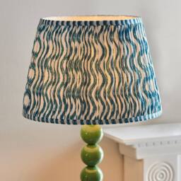 Netlighting Higgledy Gloss Green Floor Lamp Blue Fabric Ripple Shade 35cm E27 - thumbnail 4