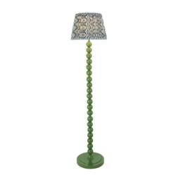 Netlighting Higgledy Gloss Green Floor Lamp Blue Fabric Ripple Shade 35cm E27