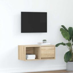 Berkfield Home TV Cabinet Sonoma Oak 60x31x25.5 cm Engineered Wood in Brown - thumbnail 1