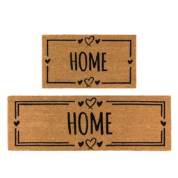 JVL Latex Coir Mat & Runner - Home Hearts in Brown - Size: 40 cm x 120 cm - thumbnail 1