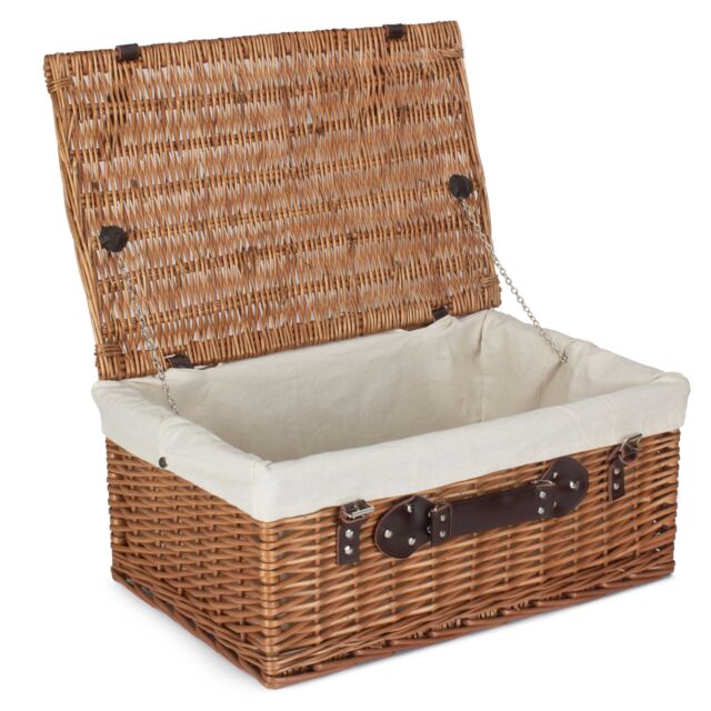 Red Hamper Wicker 56cm Double Steamed Picnic Hamper Basket With White Lining in Brown - image 1