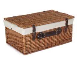 Red Hamper Wicker 56cm Double Steamed Picnic Hamper Basket With White Lining in Brown - thumbnail 2