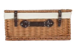 Red Hamper Wicker 56cm Double Steamed Picnic Hamper Basket With White Lining in Brown - thumbnail 4