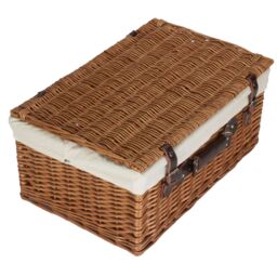 Red Hamper Wicker 56cm Double Steamed Picnic Hamper Basket With White Lining in Brown - thumbnail 3