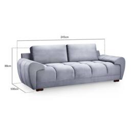 Furnishings For Less UK Zura Grey Fabric Large 3 Seater Sofa Pillow Back Wooden Legs - thumbnail 4