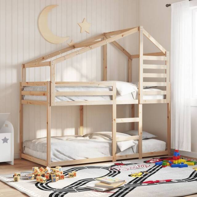 Berkfield Home Bunk Bed without Mattress 90x190 cm Single Solid Wood Pine in Brown - image 1