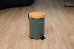 simpa 3L Soft-Closing Pedal Dustbin with Bamboo Lid in Green - thumbnail 3