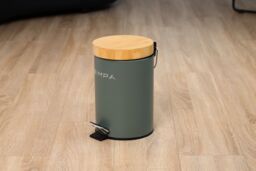 simpa 3L Soft-Closing Pedal Dustbin with Bamboo Lid in Green - thumbnail 4