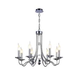 Netlighting Danya Pendant Round 8 Light E14 Polished ChromeCrystal in Silver - thumbnail 1