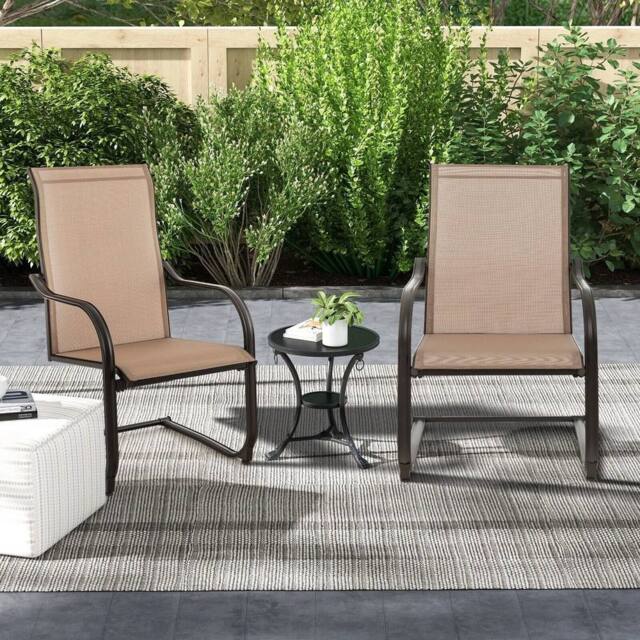 VOGREX 2 Pack High C-Spring Motion Outdoor Patio Dining Chairs in Natural - image 1