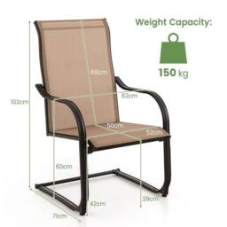 VOGREX 2 Pack High C-Spring Motion Outdoor Patio Dining Chairs in Natural - thumbnail 2