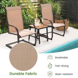 VOGREX 2 Pack High C-Spring Motion Outdoor Patio Dining Chairs in Natural - thumbnail 4