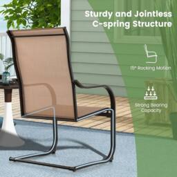 VOGREX 2 Pack High C-Spring Motion Outdoor Patio Dining Chairs in Natural - thumbnail 3