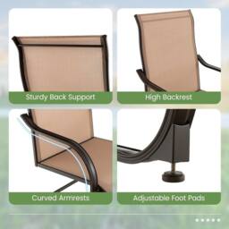 VOGREX 2 Pack High C-Spring Motion Outdoor Patio Dining Chairs in Natural - thumbnail 5