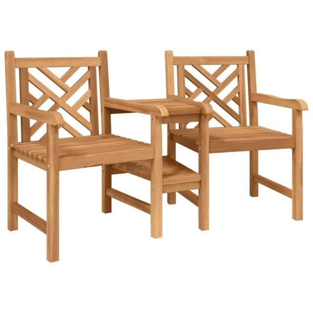Berkfield Home Outdoor Chairs with Shelf Lattice with Storage Brown Solid teak wood - image 1