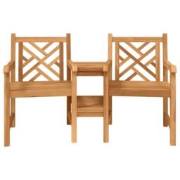 Berkfield Home Outdoor Chairs with Shelf Lattice with Storage Brown Solid teak wood - thumbnail 5