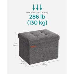 SONGMICS Small Rectangular Foldable Storage Ottoman Foot Rest Living Room in Dark Grey - thumbnail 2
