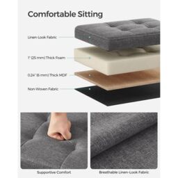 SONGMICS Small Rectangular Foldable Storage Ottoman Foot Rest Living Room in Dark Grey - thumbnail 3