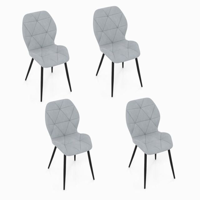 Gymax Upholstered Dining Chair Set of 4 Modern Kitchen Chair-Grey in Grey