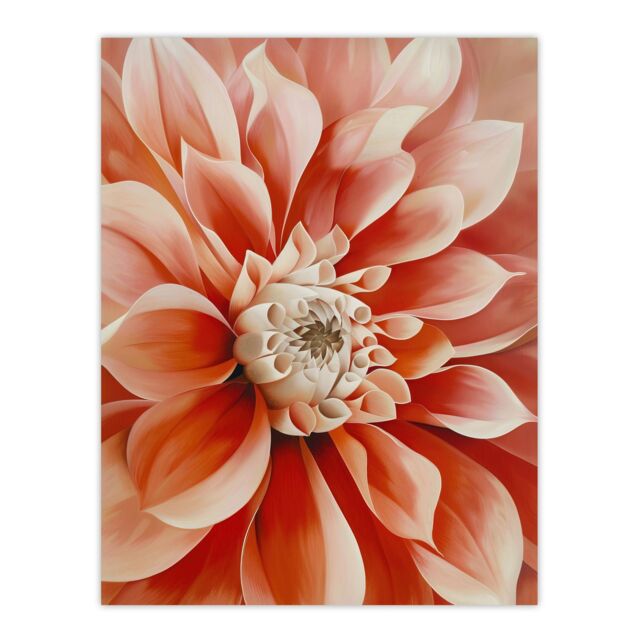 "Artery8 Pink Dahlia Flower Close Up Petals Painting Wall Art Print - Size: W24"" x H32""" - image 1