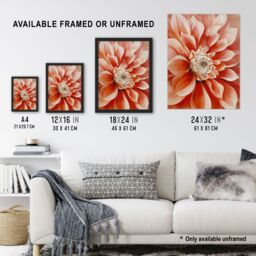 "Artery8 Pink Dahlia Flower Close Up Petals Painting Wall Art Print - Size: W24"" x H32""" - thumbnail 3