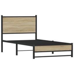 Berkfield Home Metal Bed Frame without Mattress Sonoma Oak 80x200 cm in Brown - thumbnail 3
