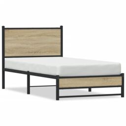 Berkfield Home Metal Bed Frame without Mattress Sonoma Oak 80x200 cm in Brown - thumbnail 2