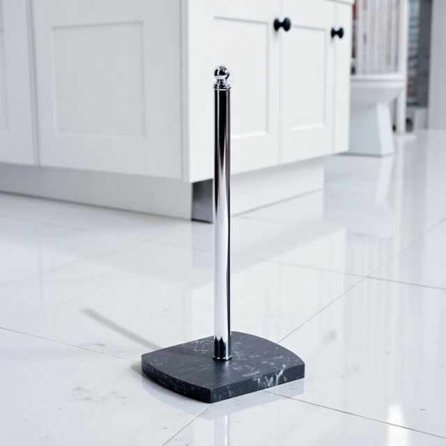 Showerdrape Octavia Grey Marble & Chrome Spare Toilet Roll Holder - image 1