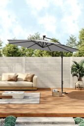 Living and Home 3m Cantilever Garden Parasol with LED Light（Base is not included） in Grey - thumbnail 2