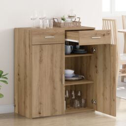 Berkfield Home Storage Cabinet Artisan Oak 80x42.5x93.5 cm Engineered Wood in Brown - thumbnail 4