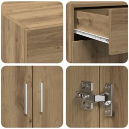 Berkfield Home Storage Cabinet Artisan Oak 80x42.5x93.5 cm Engineered Wood in Brown - thumbnail 9