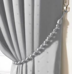 Luxury Living Elegant Luxury Beaded Curtain Tieback Pair - Handcrafted Decorative Holdbacks for Drapes & Curtains in Silver - thumbnail 2