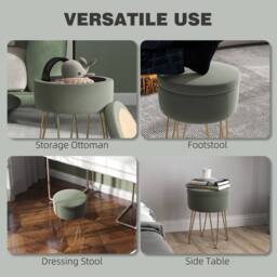 STILVORA Storage Ottoman with Metal Legs in Green - thumbnail 7