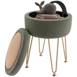 STILVORA Storage Ottoman with Metal Legs in Green - thumbnail 5