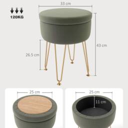 STILVORA Storage Ottoman with Metal Legs in Green - thumbnail 4